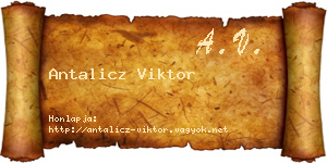 Antalicz Viktor névjegykártya